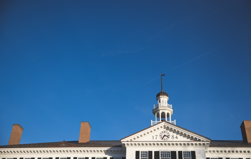 Blue sky with building in foreground