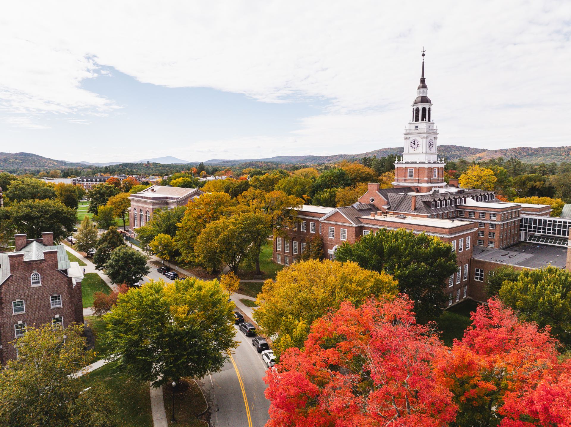 Campus with red tree foliage