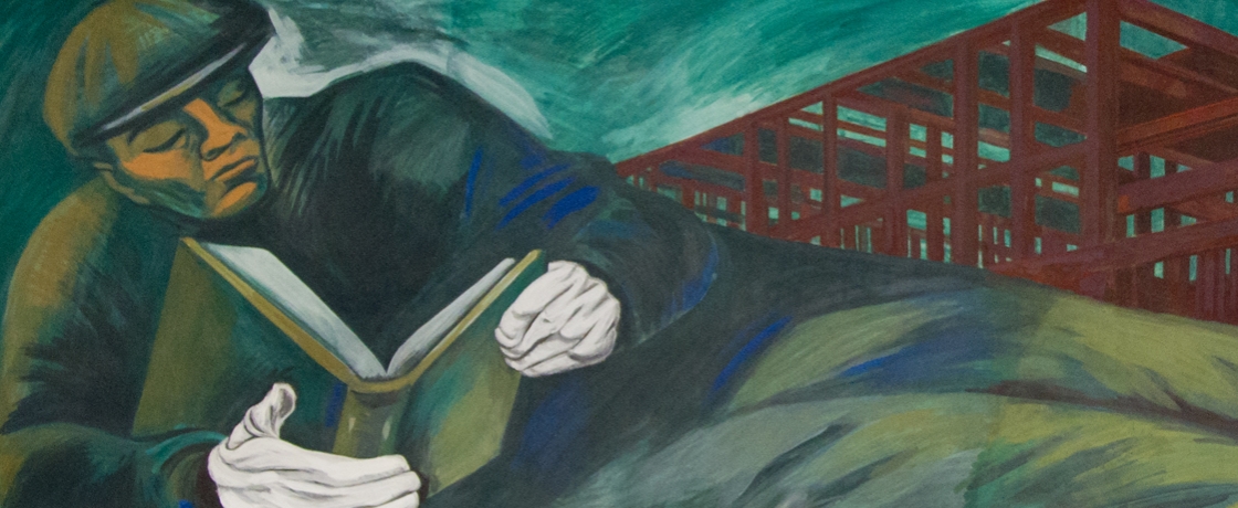 Modern art of man reading
