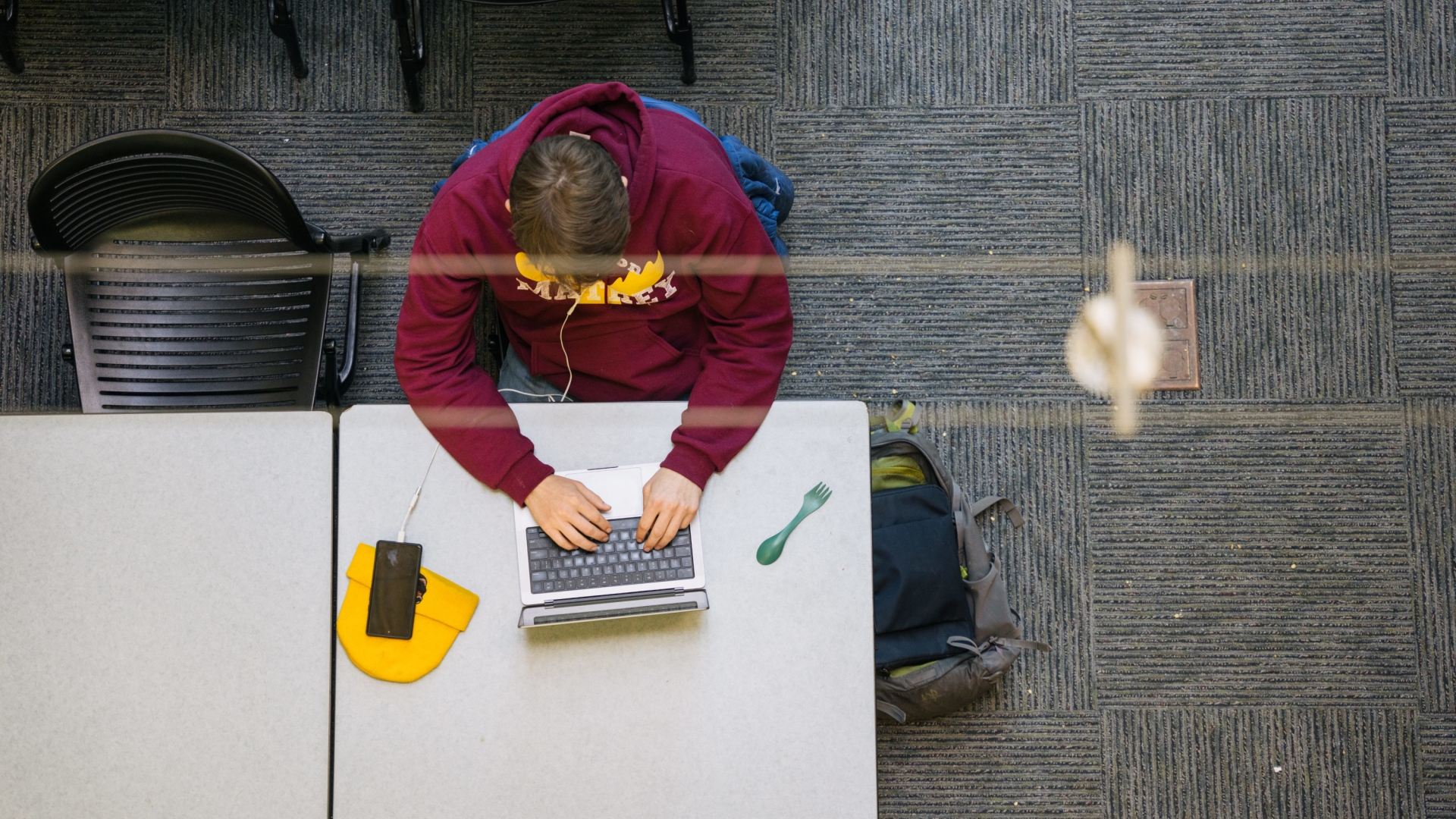 Student working on laptop