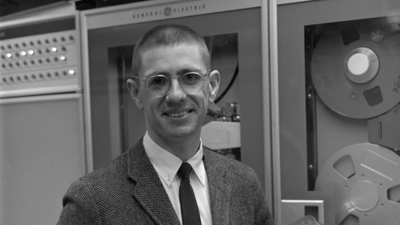 Professor Thomas Kurtz at Dartmouth’s computer center in the early 1960s 