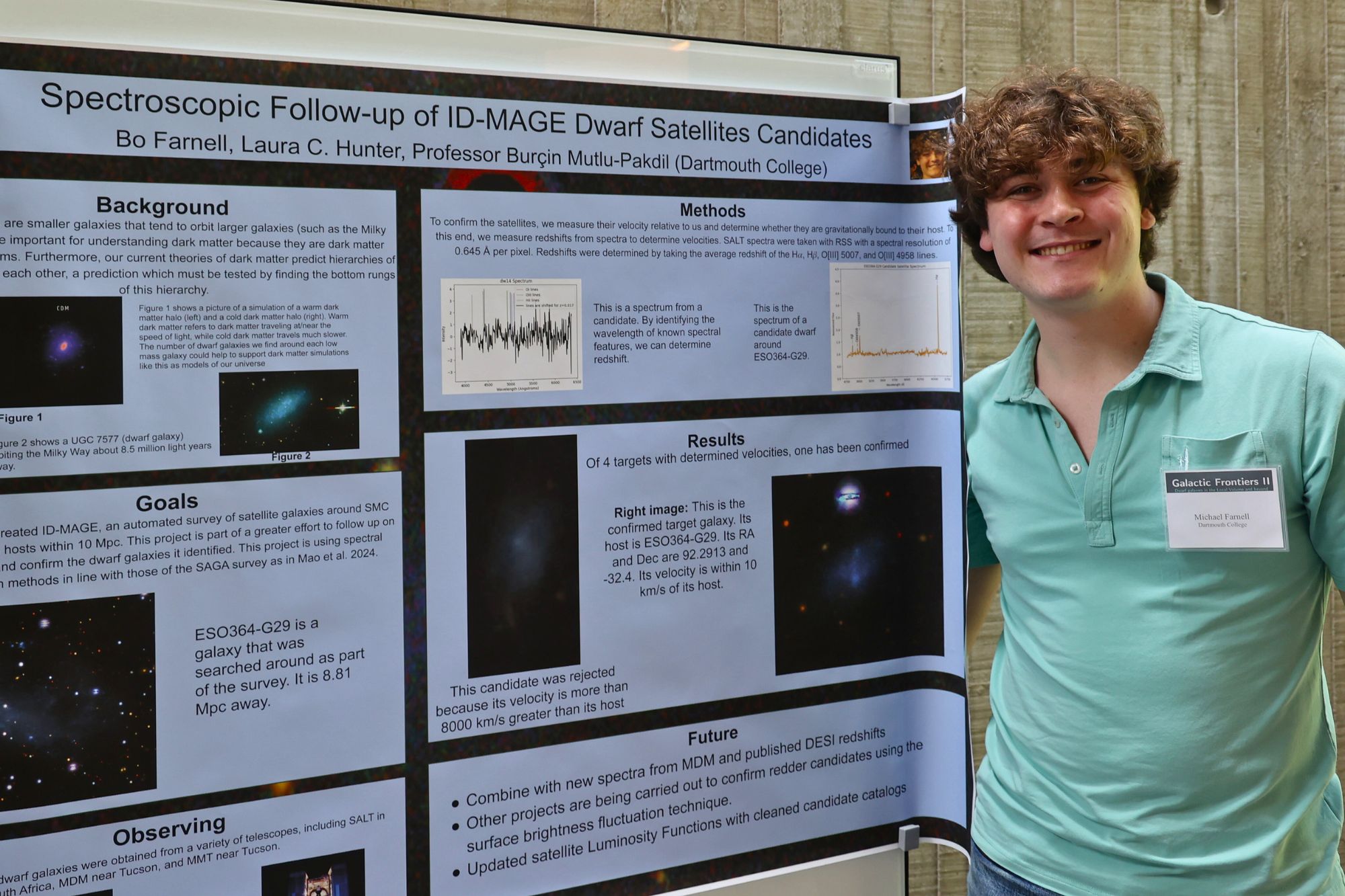 Bo Farnell ’26 with his research poster.