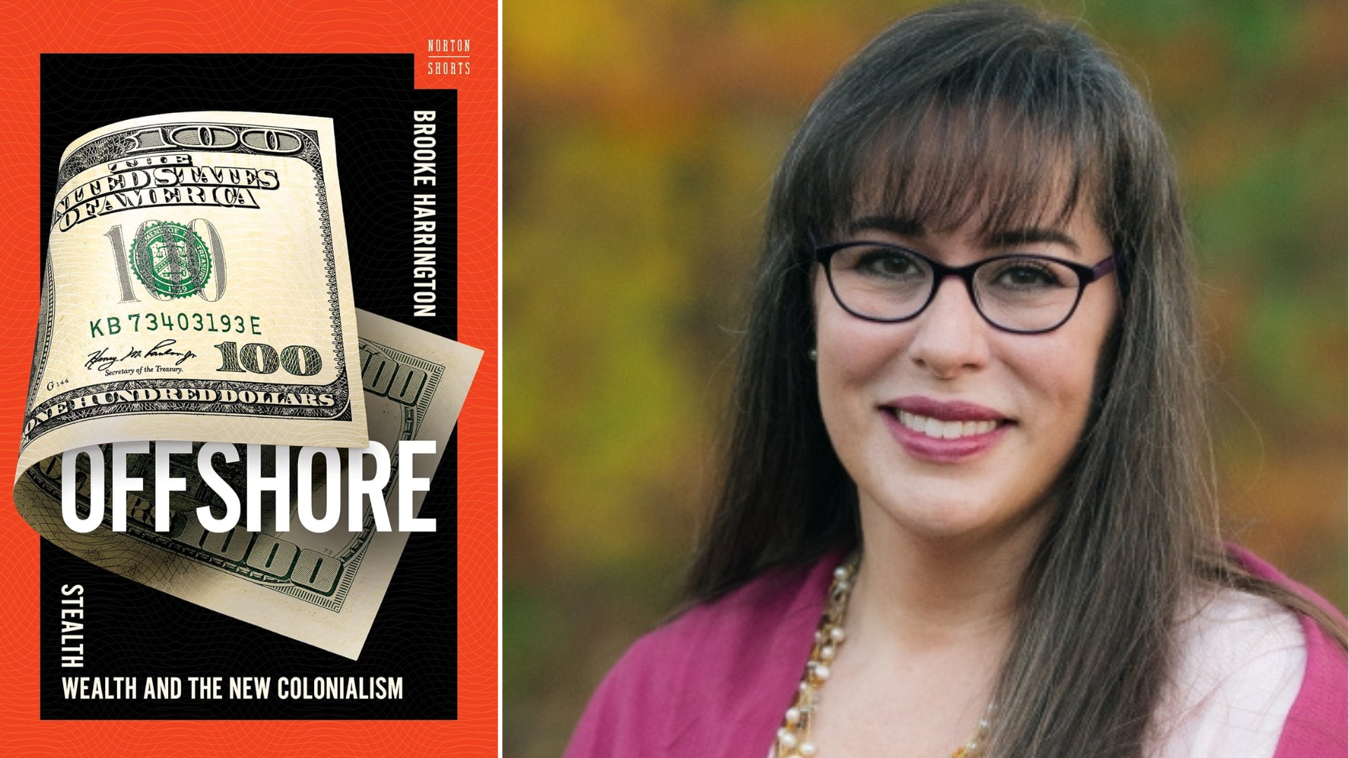 Brooke Harrington and the book cover for Offshore: Stealth Wealth and the New Colonialism