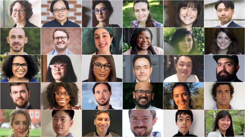 Top row, left to right: Heidi Williams, Miguel Gonzales, Alexandra Leewon Schultz, Alena Erchenko, Raquel Fleskes, Herbert Chang Second row: Matt Hooley, Steven Frankland, Rachel Feldman, Shaonta' Allen, Smriti Upadhyay, Elsa Voytas Third row: Casey Stock