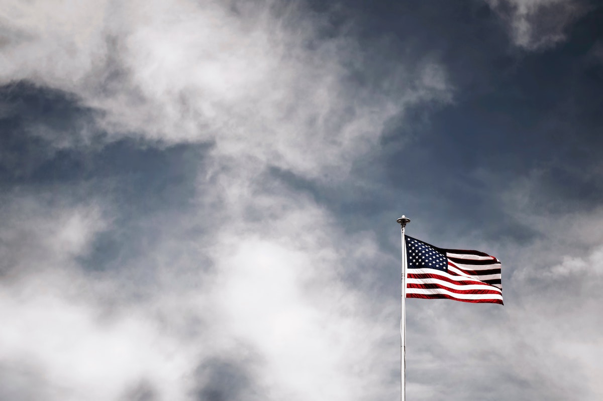 flag in cloudy sky