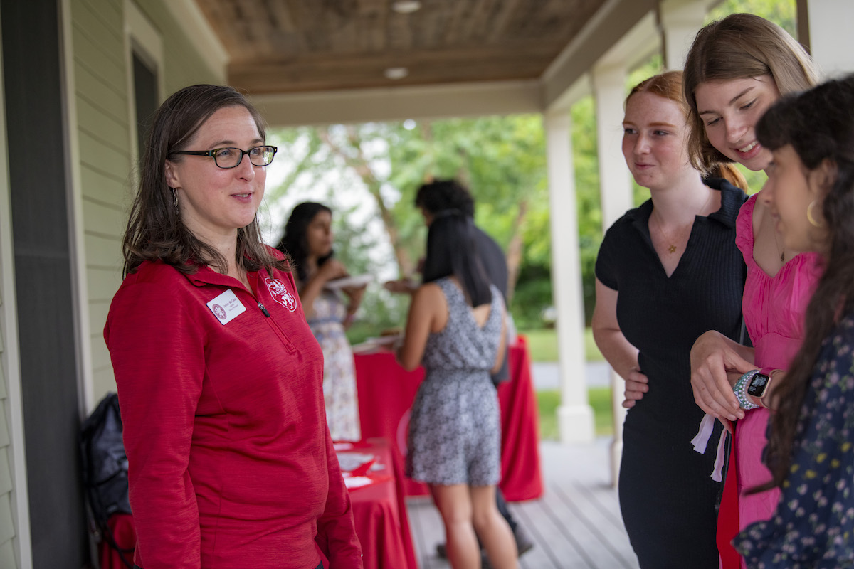 Janice McCabe greets students