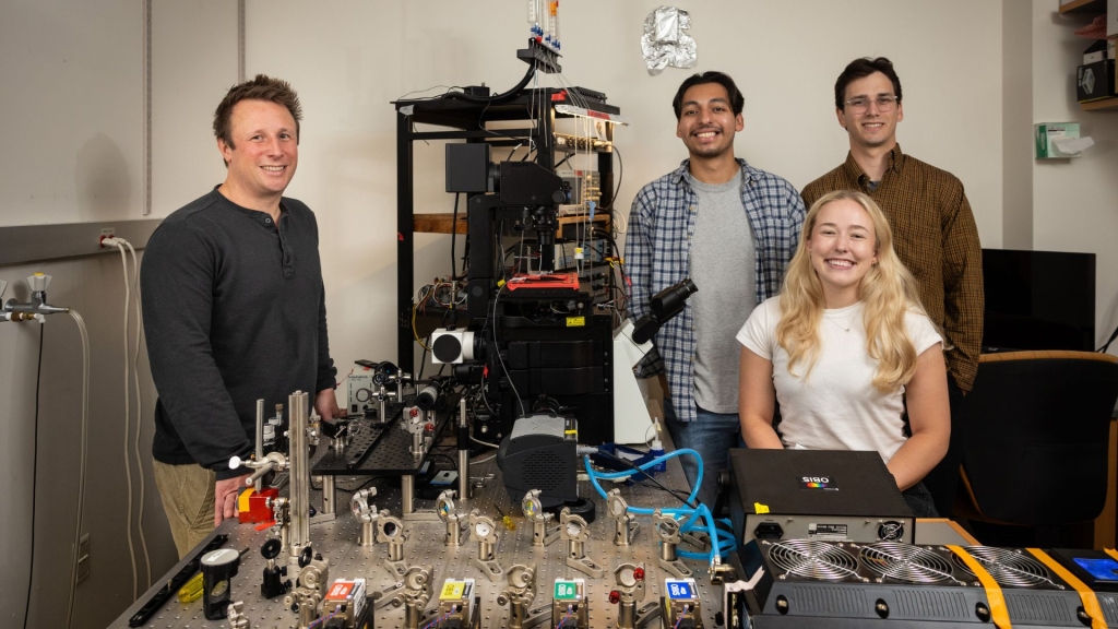 Mike Hoppa and graduate students Matthew Bazan, Kiera Schwarz, and Cameron Paton
